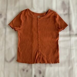 Girls Wonder Nation Cotton Orange Short Sleeve Top Stretch Size Large 10/12 Knit
